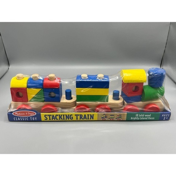 Melissa & Doug 18 Piece Solid Wood Stacking Train Toy, Assorted Bright‎ Colors - Picture 2 of 3